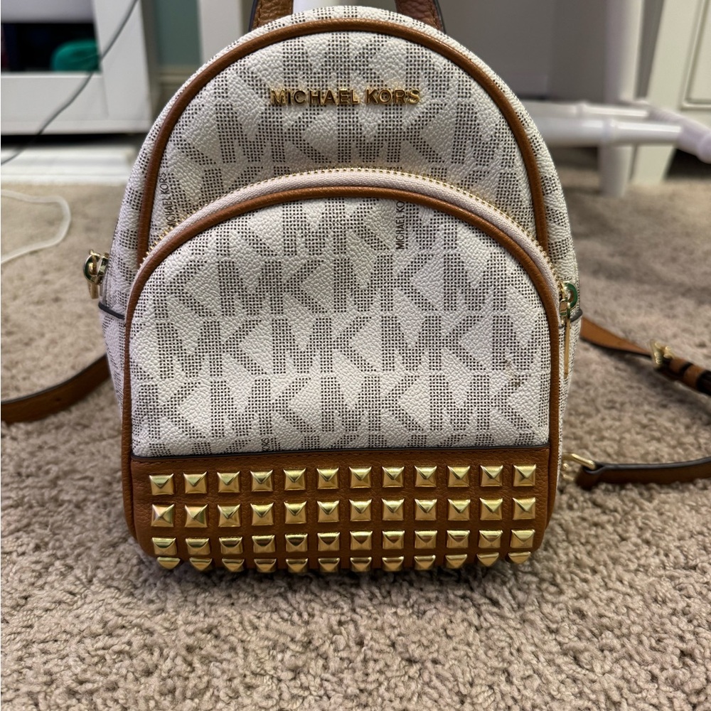 Michael Kors Brown and Cream Backpack